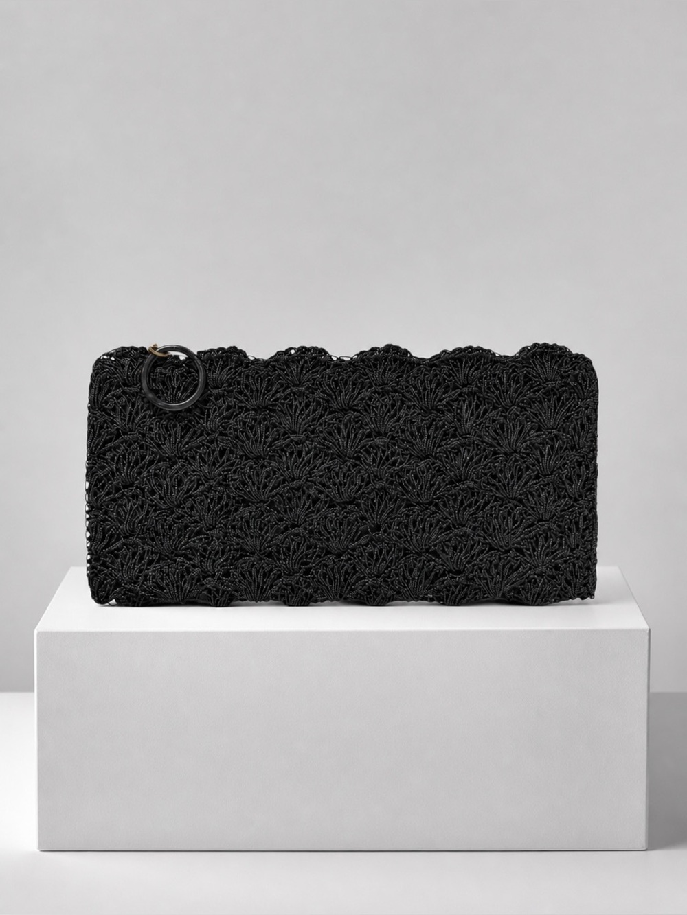 Vintage ‘60s Artel Hand-Beaded Evening Clutch In Black